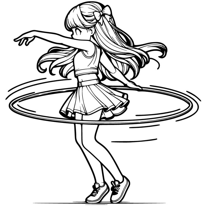 realistic girl spin hula hoop