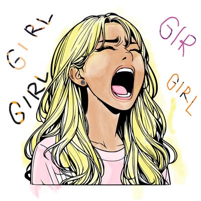 screaming realistic, girl