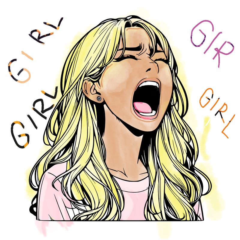 screaming realistic, girl