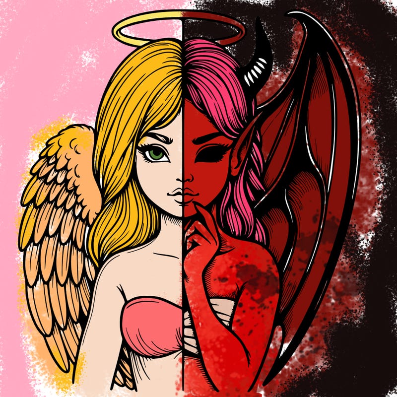 realistic angel half demon