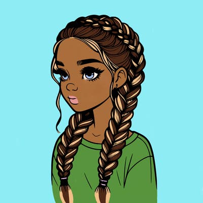 realistic girl with braids