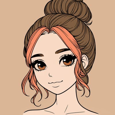 realistic pretty girl with hair in bun