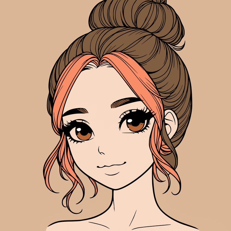realistic pretty girl with hair in bun