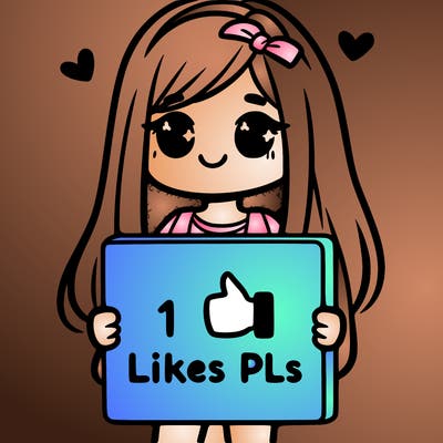 girl holding a sign saying 10 likes pls