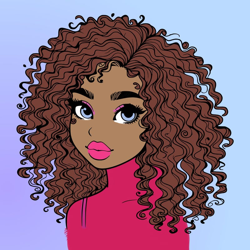 girl with curly hair realistic
