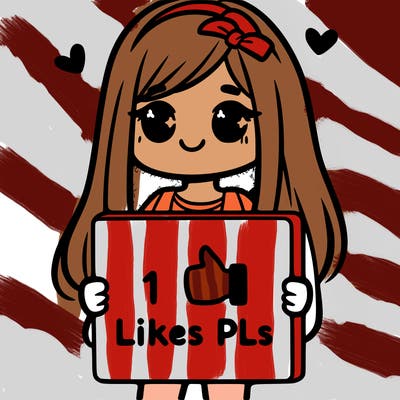 girl holding a sign saying 10 likes pls