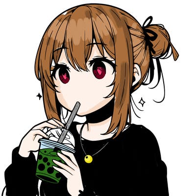 manga character drinking boba