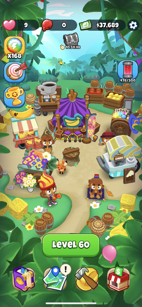 Bloons Pop! - Un pueblo mono vibrante con tiendas y personajes en Bloons Pop