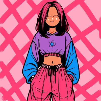 realistic girl faceless with baggy pants and a crop top