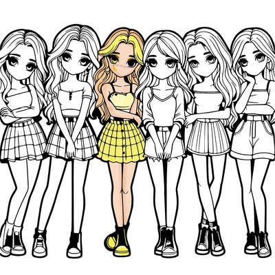 a group of girls realistic