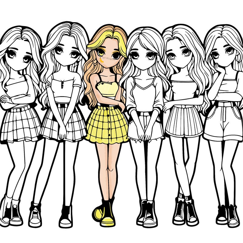 a group of girls realistic