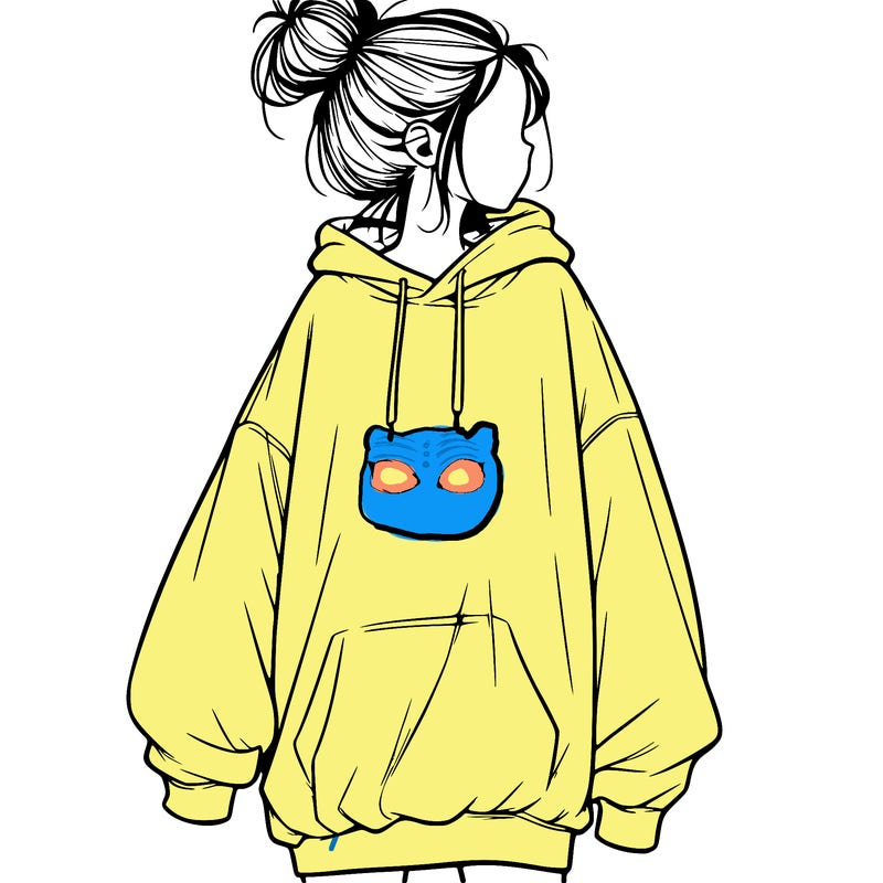 realistic girl with a oversized sweatshirt on and a bun