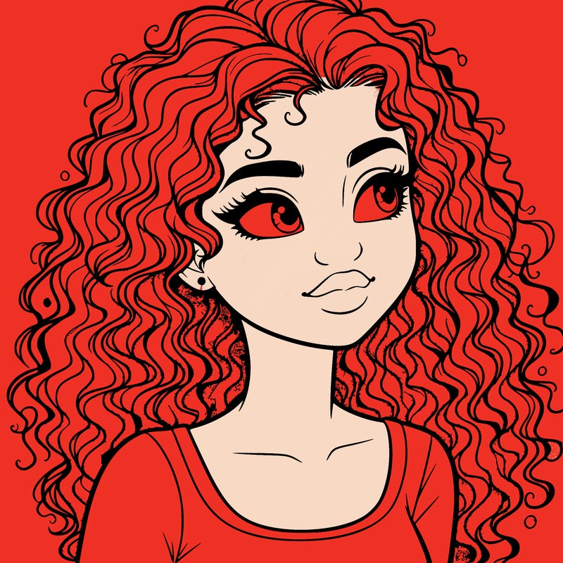 realistic girl with curly hair