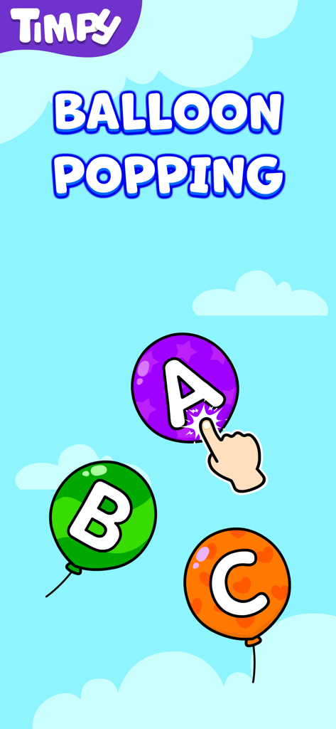 Pädagogisches Spiel für Kleinkinder mit bunten Ballons und ABC-Buchstaben zum Erlernen des Alphabets
