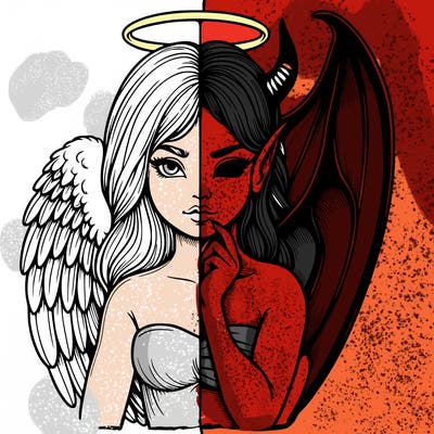 realistic angel half demon