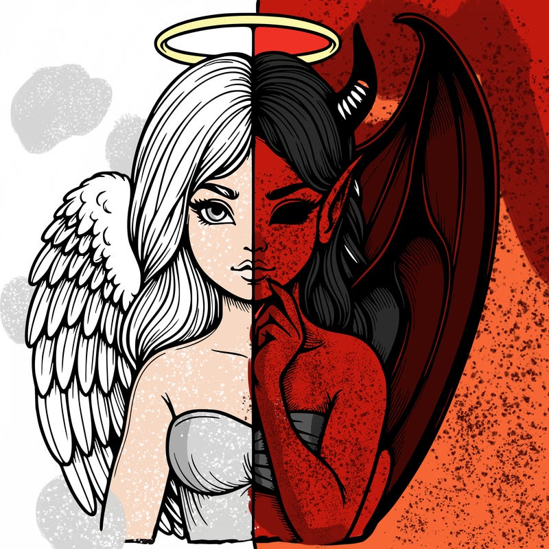 realistic angel half demon