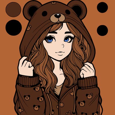 realistic girl in a animal pjs hoodie