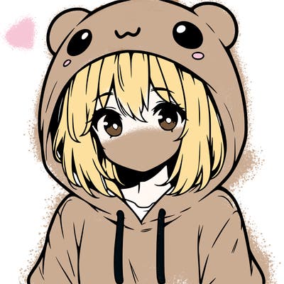 anime cute girl with hoodie