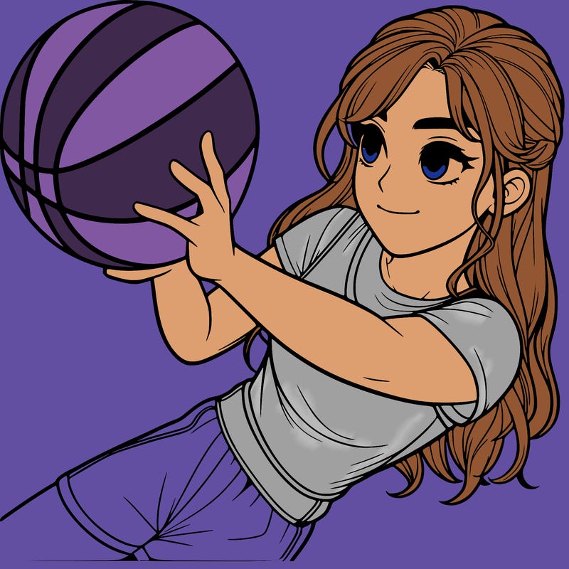 realistic girl playing basketball