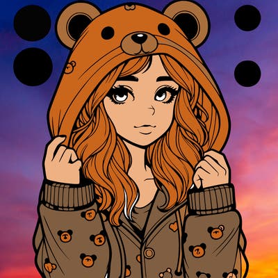 realistic girl in a animal pjs hoodie