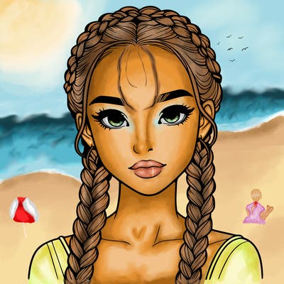 realistic girl with braids