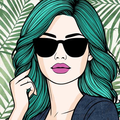 realistic woman with sunglasses