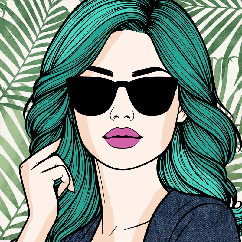 realistic woman with sunglasses