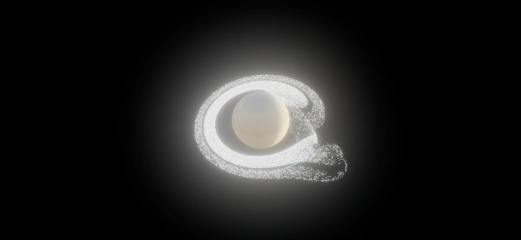 Milky Way: Cosmic Playground - Hyper-realistic simulation of a planet with a glowing accretion disk in the Milky Way app.