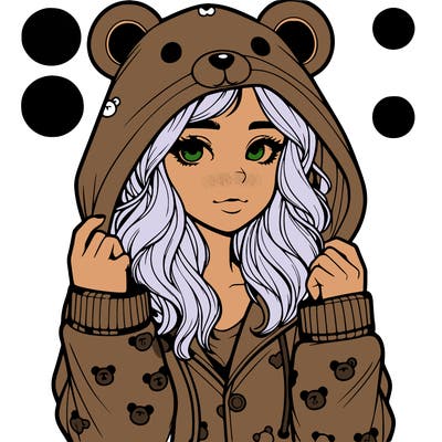 realistic girl in a animal pjs hoodie