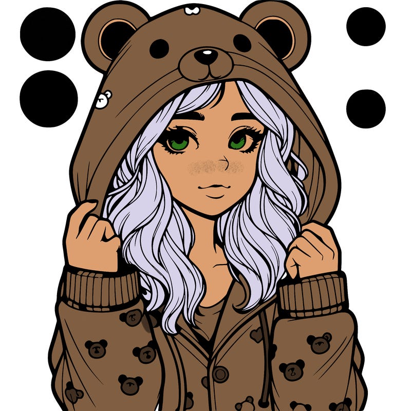 realistic girl in a animal pjs hoodie