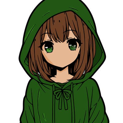 anime girl in a hoodie, long sleeved