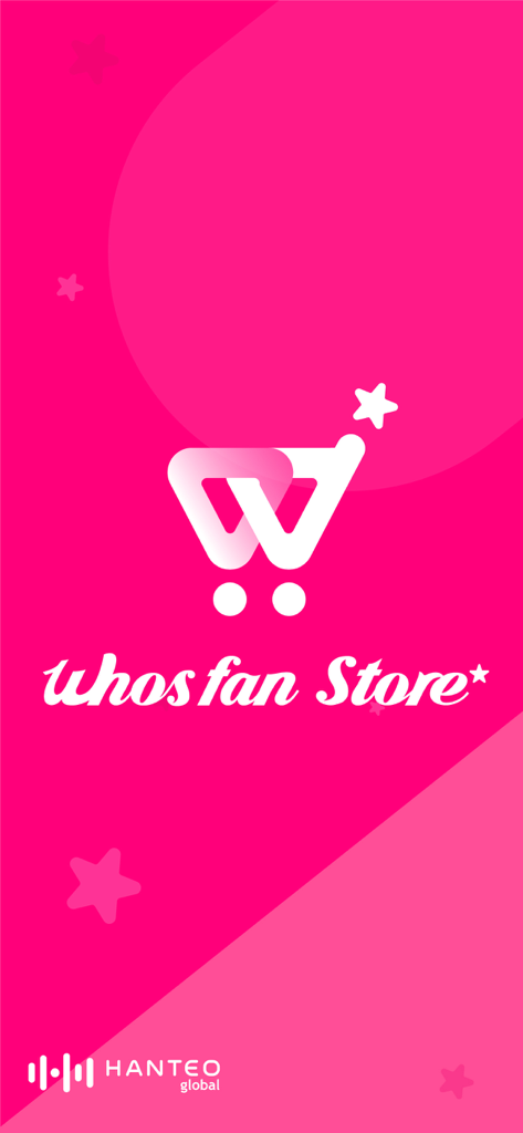 Whosfan Store app splash screen with logo on pink background