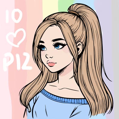realistic girl with a high ponytail