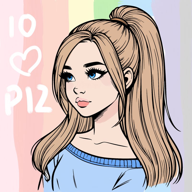 realistic girl with a high ponytail