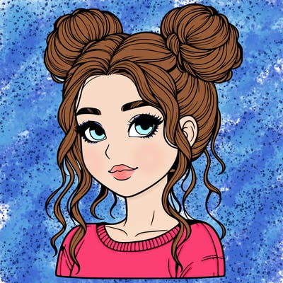 realistic girl with two buns in her hair