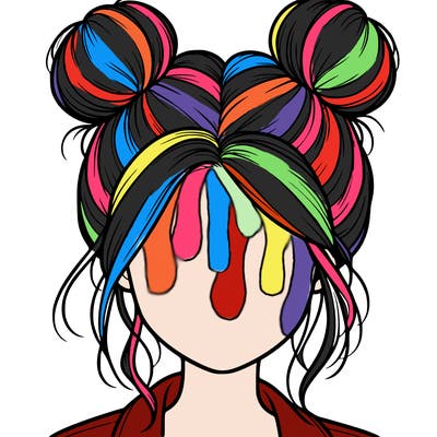 realistic girl with buns on the top of her hair