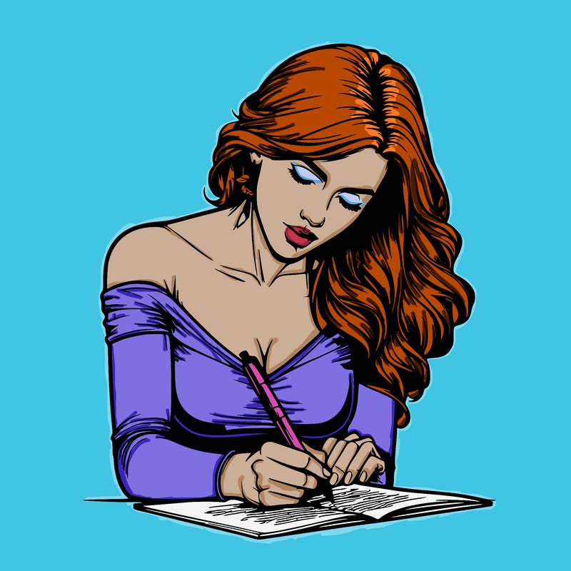 realistic female writing poetry