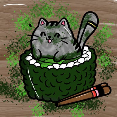 cat in a sushi