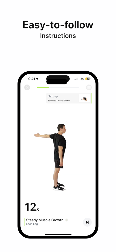Application mobile Endomondo montrant des instructions d'exercices au poids du corps faciles à suivre avec une démonstration vidéo