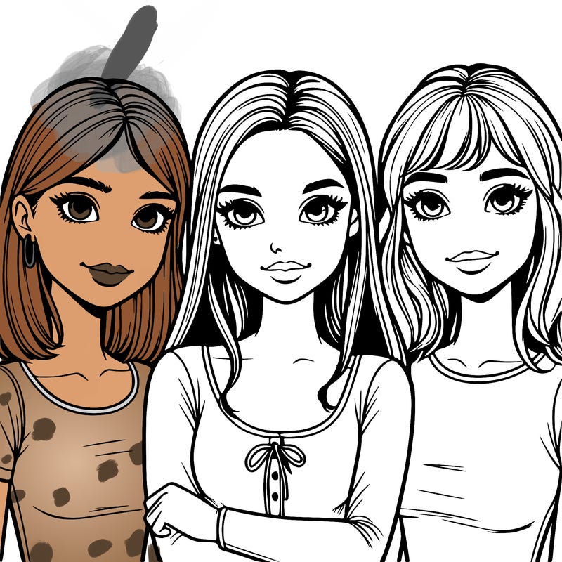 three realistic girls