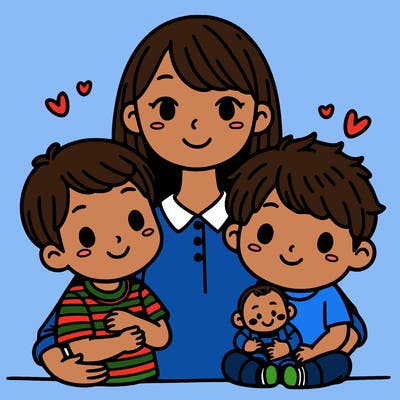 mother with two kids