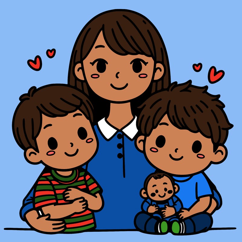 mother with two kids