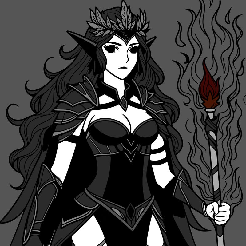 realistic warrior elf fire queen