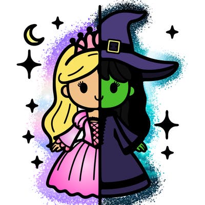 split princess and witch