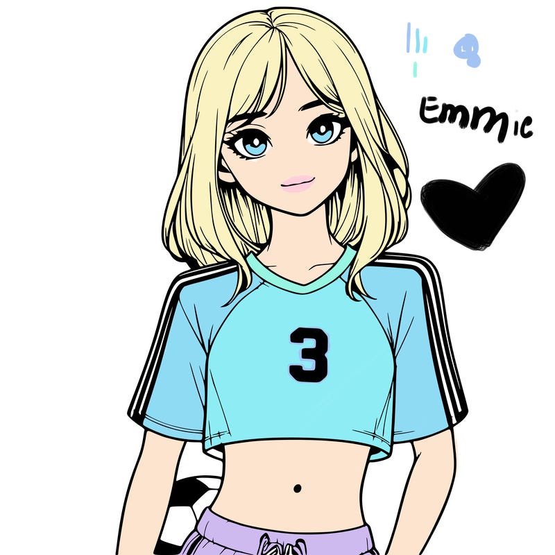 realistic girl wearing soccer jersey