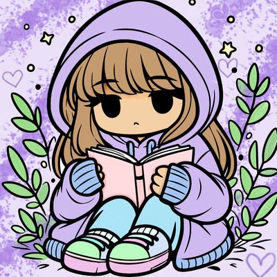 girl in oversized hoodie reading a book