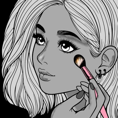 a realistic girl doing her makeup