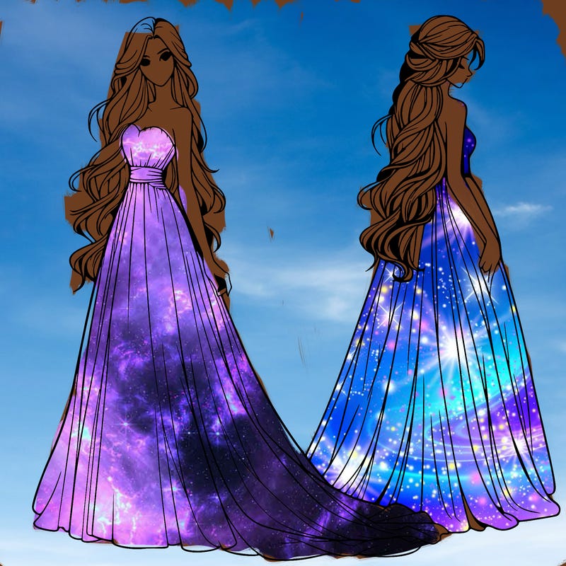 realistic woman with long flowing dress