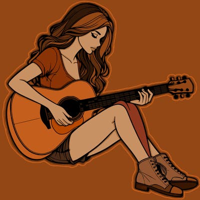 realistic woman play guitar