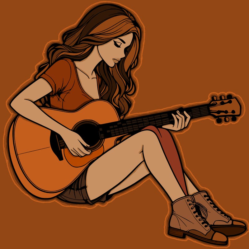 realistic woman play guitar